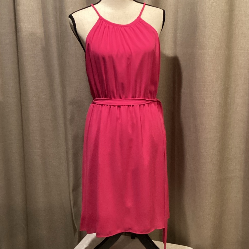 LOFT Vibrant Pink Midi Dress, size 6.